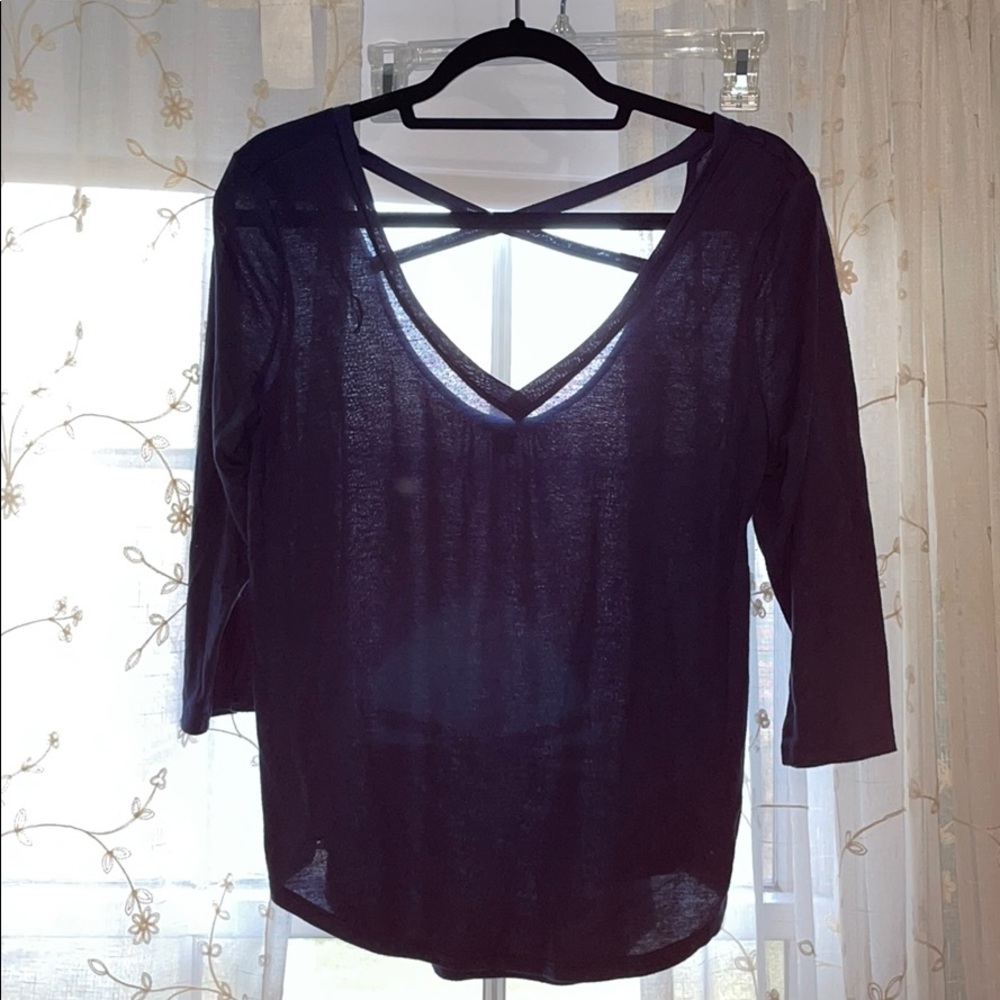 Navy Blue 3/4 Sleeve Top